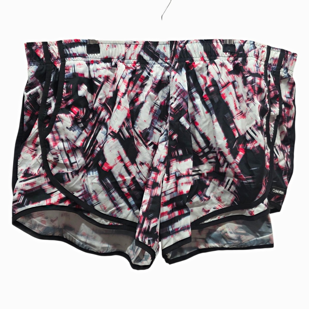 Calvin Klein Womens XXL Running Shorts Abstract Print Lined Athletic Activewear